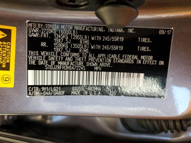 Photo 10 from auction – 2017 TOYOTA HIGHLANDER with VIN 5TDJZRFH3HS472245