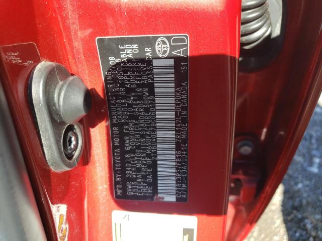 Photo 10 from auction – 2009 TOYOTA COROLLA BA with VIN 2T1BU40E79C060179