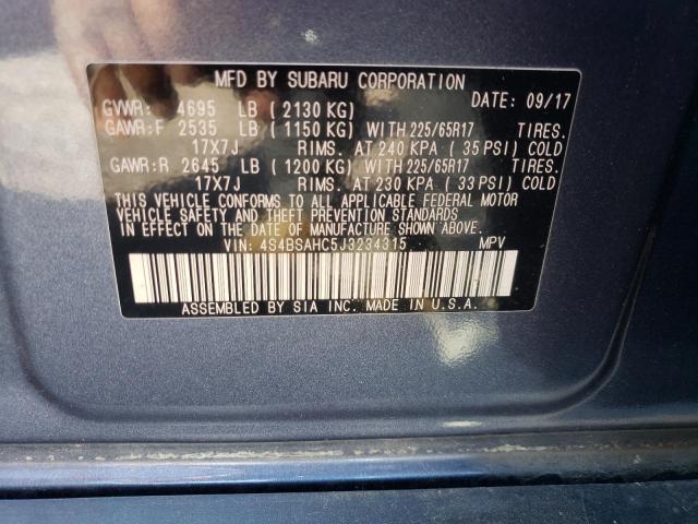 Photo 10 from auction – 2018 SUBARU OUTBACK 2. with VIN 4S4BSAHC5J3234315