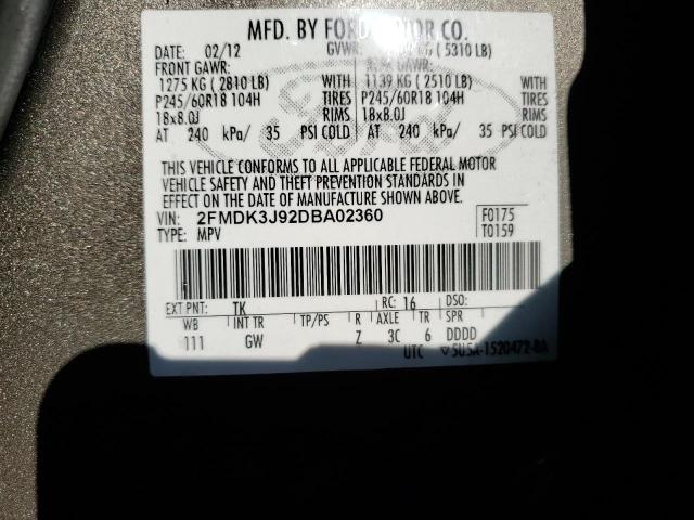 Photo 10 from auction – 2013 FORD EDGE SEL with VIN 2FMDK3J92DBA02360