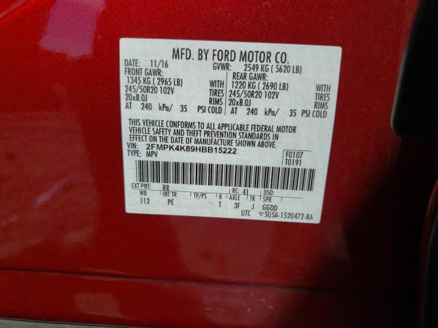 Photo 10 from auction – 2017 FORD EDGE TITAN with VIN 2FMPK4K89HBB15222