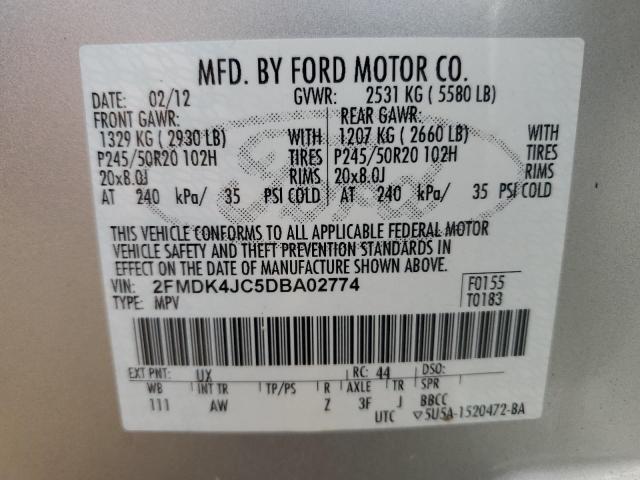Photo 10 from auction – 2013 FORD EDGE SEL with VIN 2FMDK4JC5DBA02774
