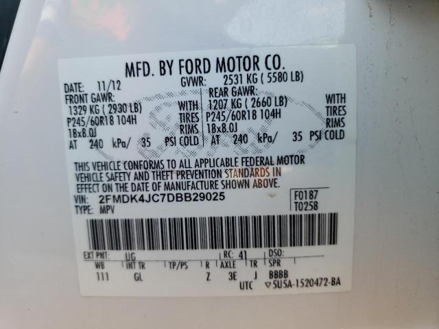 Photo 10 from auction – 2013 FORD EDGE SEL with VIN 2FMDK4JC7DBB29025