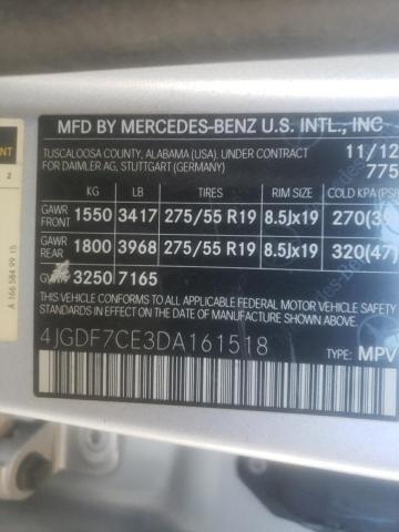 Photo 10 from auction – 2013 MERCEDES-BENZ GL-CLASS with VIN 4JGDF7CE3DA161518