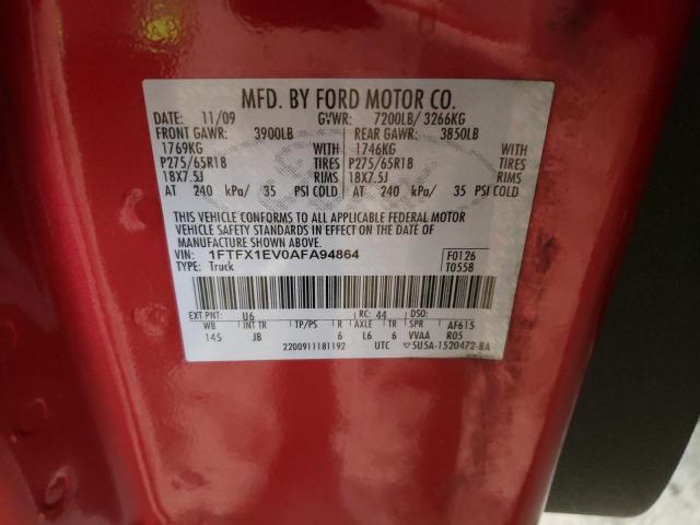 Zdjęcie 10 z aukcji – 2010 FORD F150 SUPER z VIN 1FTFX1EV0AFA94864