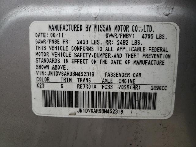 Photo 10 from auction – 2011 INFINITI G25 with VIN JN1DV6AR9BM452319