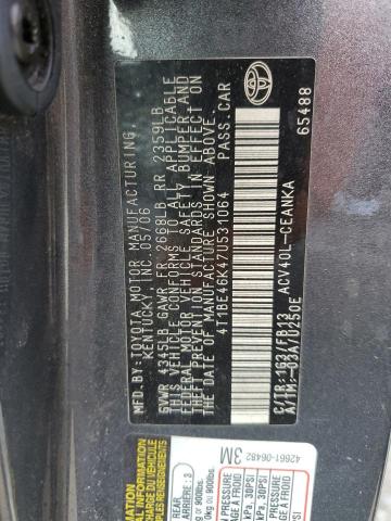 Photo 10 from auction – 2007 TOYOTA CAMRY CE with VIN 4T1BE46K47U531064