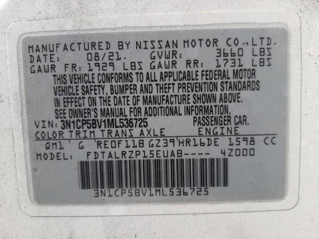 Photo 10 from auction – 2021 NISSAN KICKS S with VIN 3N1CP5BV1ML536725