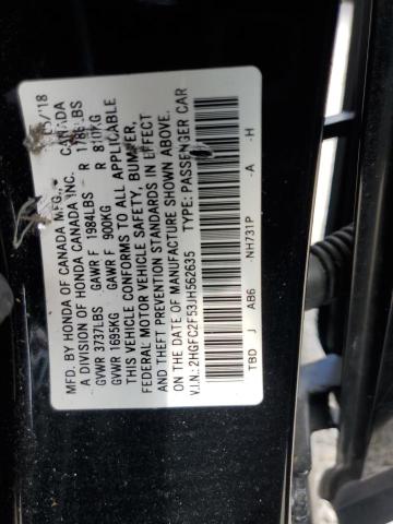 Photo 10 from auction – 2018 HONDA CIVIC LX with VIN 2HGFC2F53JH562635