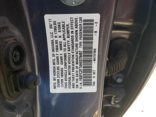 Photo 10 from auction – 2017 HONDA CIVIC EX with VIN 19XFC2F74HE079497