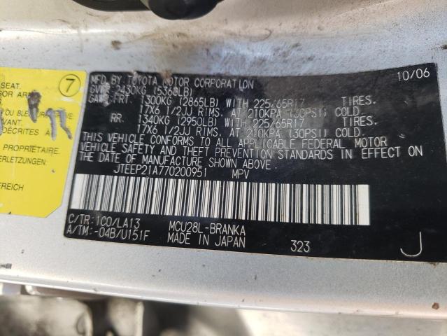 Photo 10 from auction – 2007 TOYOTA HIGHLANDER with VIN JTEEP21A770200951