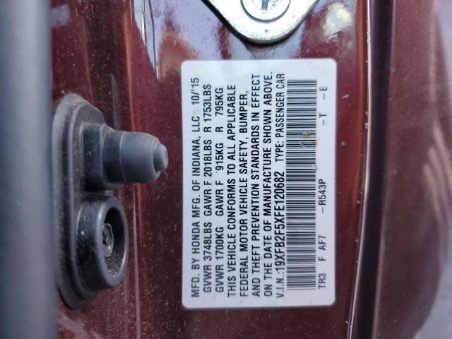 Photo 10 from auction – 2015 HONDA CIVIC with VIN 19XFB2F5XFE120682
