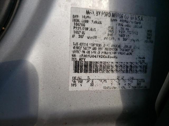 Photo 10 from auction – 2002 FORD ESCAPE XLT with VIN 1FMYU04192KA83442