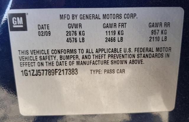Photo 10 from auction – 2009 CHEVROLET MALIBU 2LT with VIN 1G1ZJ57789F217383