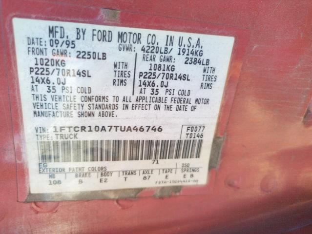 Photo 10 from auction – 1996 FORD RANGER with VIN 1FTCR10A7TUA46746