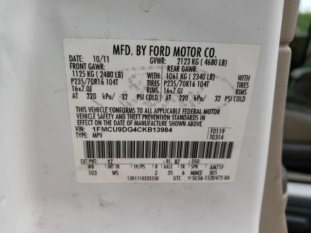 Photo 10 from auction – 2012 FORD ESCAPE XLT with VIN 1FMCU9DG4CKB13984