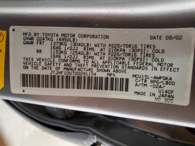 Photo 10 from auction – 2002 LEXUS RX 300 with VIN JTJHF10U720291154