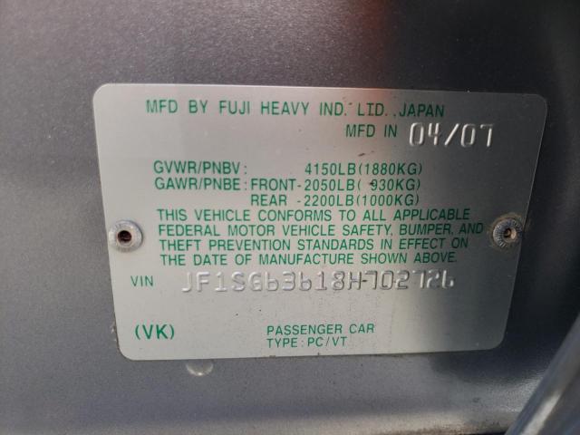 Photo 10 from auction – 2008 SUBARU FORESTER 2 with VIN JF1SG63618H702726