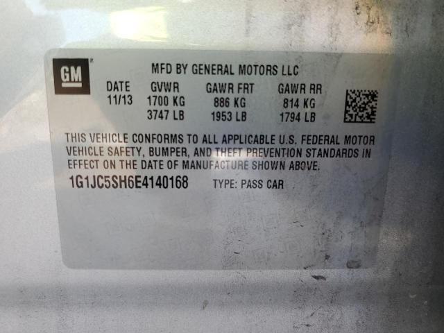 Photo 10 from auction – 2014 CHEVROLET SONIC LT with VIN 1G1JC5SH6E4140168