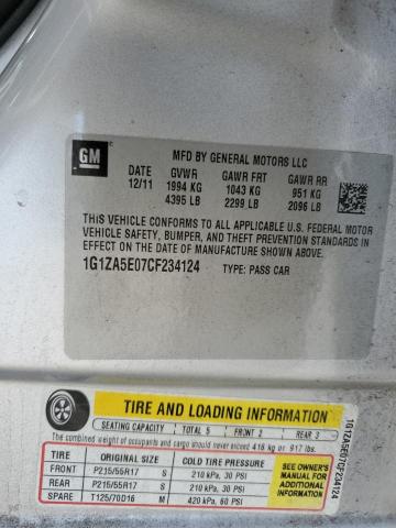 Photo 10 from auction – 2012 CHEVROLET MALIBU LS with VIN 1G1ZA5E07CF234124