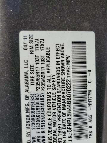 Photo 10 from auction – 2011 HONDA ODYSSEY EX with VIN 5FNRL5H44BB070222