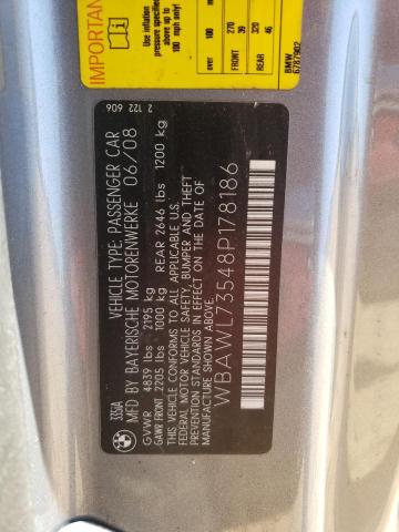Photo 10 from auction – 2008 BMW 335 I with VIN WBAWL73548P178186