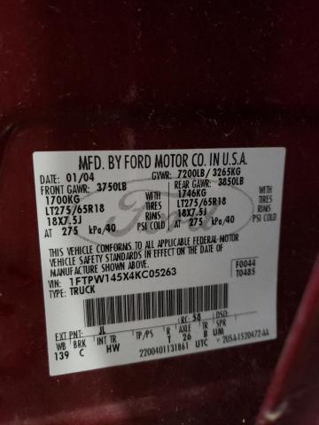 Photo 10 from auction – 2004 FORD F150 SUPER with VIN 1FTPW145X4KC05263