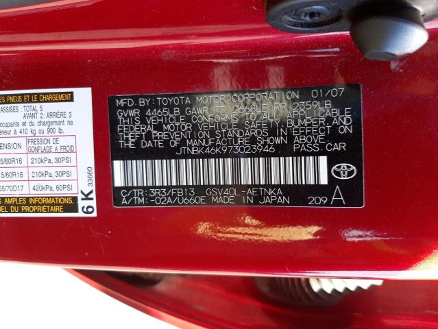Photo 10 from auction – 2007 TOYOTA CAMRY LE with VIN JTNBK46K973023946