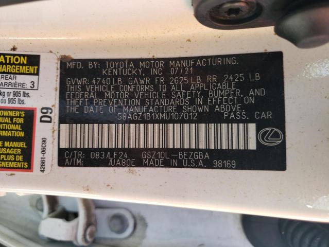 Photo 10 from auction – 2021 LEXUS ES 350 BAS with VIN 58AGZ1B1XMU107012
