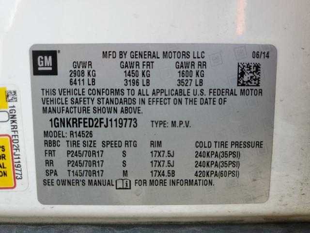 Photo 10 from auction – 2015 CHEVROLET TRAVERSE L with VIN 1GNKRFED2FJ119773