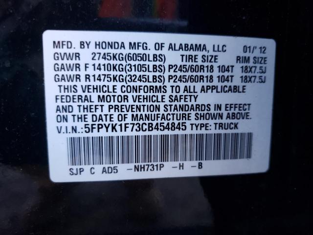 Photo 10 from auction – 2012 HONDA RIDGELINE with VIN 5FPYK1F73CB454845