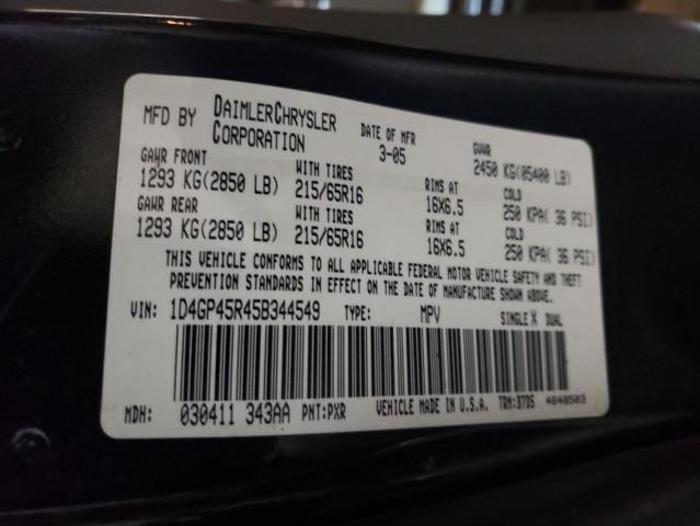Photo 10 from auction – 2005 DODGE CARAVAN SX with VIN 1D4GP45R45B344549