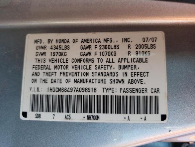 Photo 10 from auction – 2007 HONDA ACCORD SE with VIN 1HGCM66497A098918