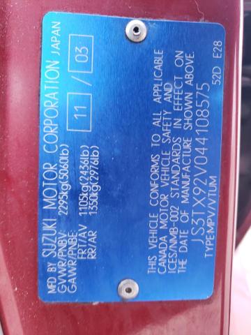 Photo 10 from auction – 2004 SUZUKI XL7 EX with VIN JS3TX92V044108575