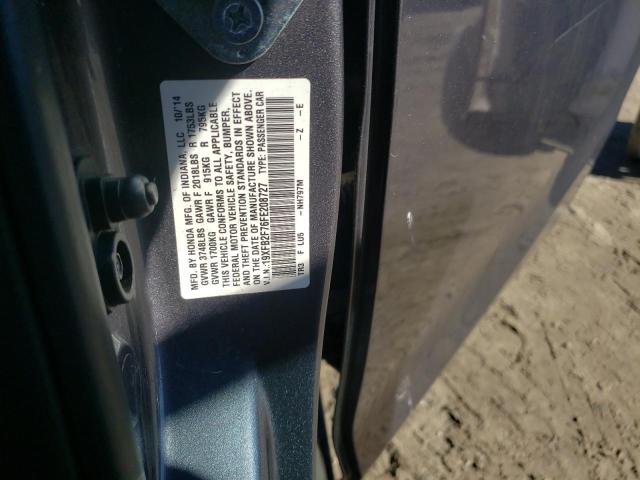 Photo 10 from auction – 2015 HONDA CIVIC SE with VIN 19XFB2F76FE208727