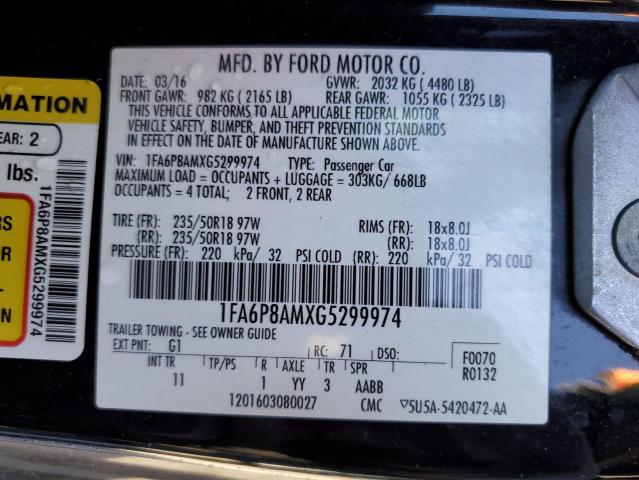 Photo 10 from auction – 2016 FORD MUSTANG with VIN 1FA6P8AMXG5299974