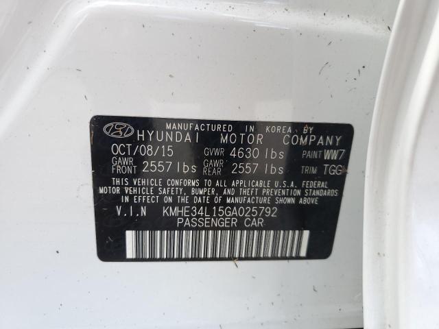 Photo 10 from auction – 2016 HYUNDAI SONATA HYB with VIN KMHE34L15GA025792