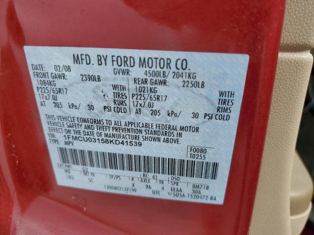 Photo 10 from auction – 2008 FORD ESCAPE XLT with VIN 1FMCU03158KD41539