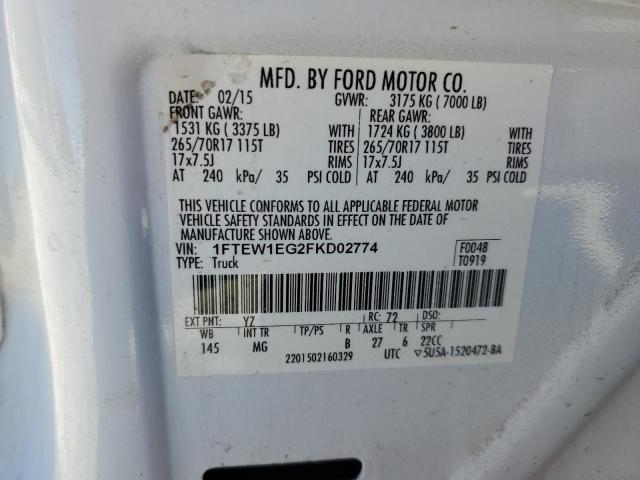 Photo 10 from auction – 2015 FORD F150 SUPER with VIN 1FTEW1EG2FKD02774
