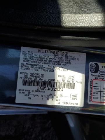 Photo 10 from auction – 2012 FORD FUSION SEL with VIN 3FAHP0JA4CR334306