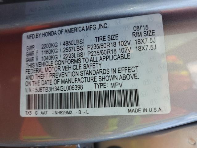 Photo 10 from auction – 2016 ACURA RDX with VIN 5J8TB3H34GL006398