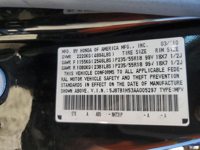 Photo 10 from auction – 2010 ACURA RDX TECHNO with VIN 5J8TB1H53AA005297