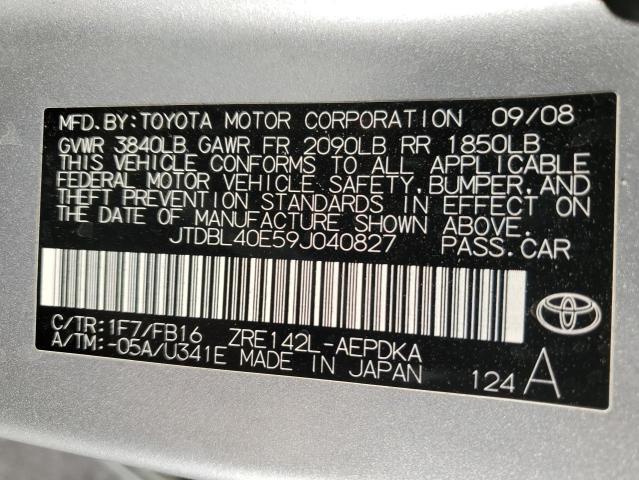 Photo 10 from auction – 2009 TOYOTA COROLLA BA with VIN JTDBL40E59J040827