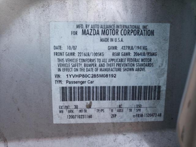 Photo 10 from auction – 2008 MAZDA 6 I with VIN 1YVHP80C285M08192