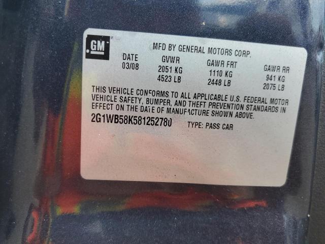 Photo 10 from auction – 2008 CHEVROLET IMPALA LS with VIN 2G1WB58K581252780