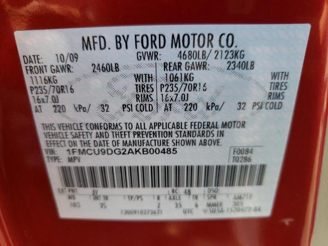 صورة رقم 10 من المزاد - 2010 FORD ESCAPE XLT مع VIN 1FMCU9DG2AKB00485