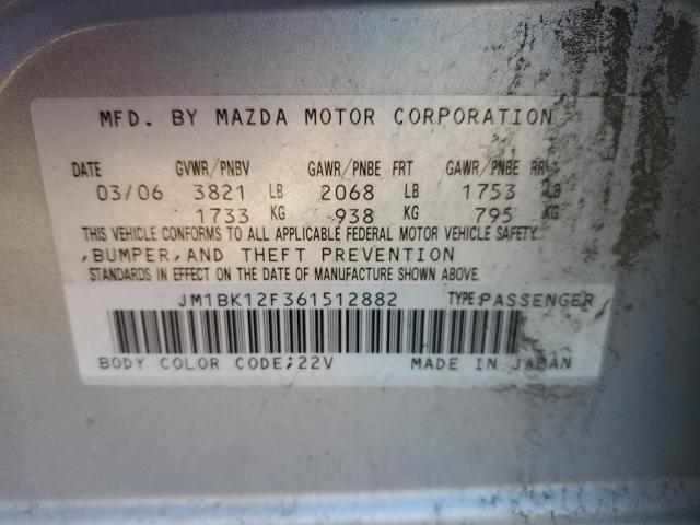 Photo 10 from auction – 2006 MAZDA 3 I with VIN JM1BK12F361512882