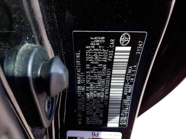 Photo 10 from auction – 2012 TOYOTA CAMRY BASE with VIN 4T1BF1FK7CU034631