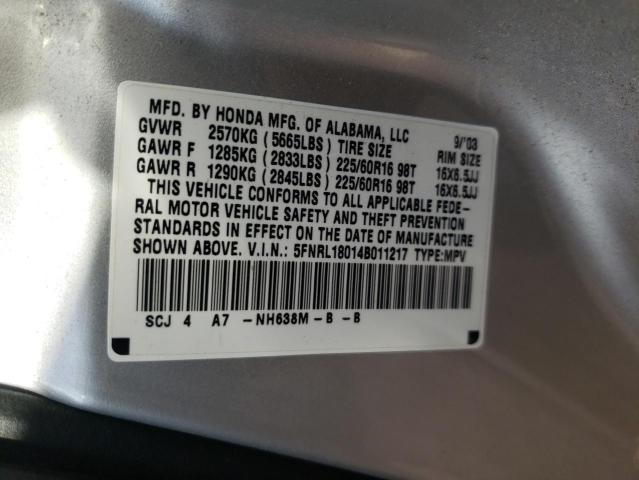 Photo 10 from auction – 2004 HONDA ODYSSEY EX with VIN 5FNRL18014B011217
