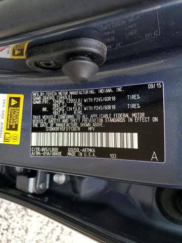 Photo 10 from auction – 2015 TOYOTA HIGHLANDER with VIN 5TDKKRFH5FS113078